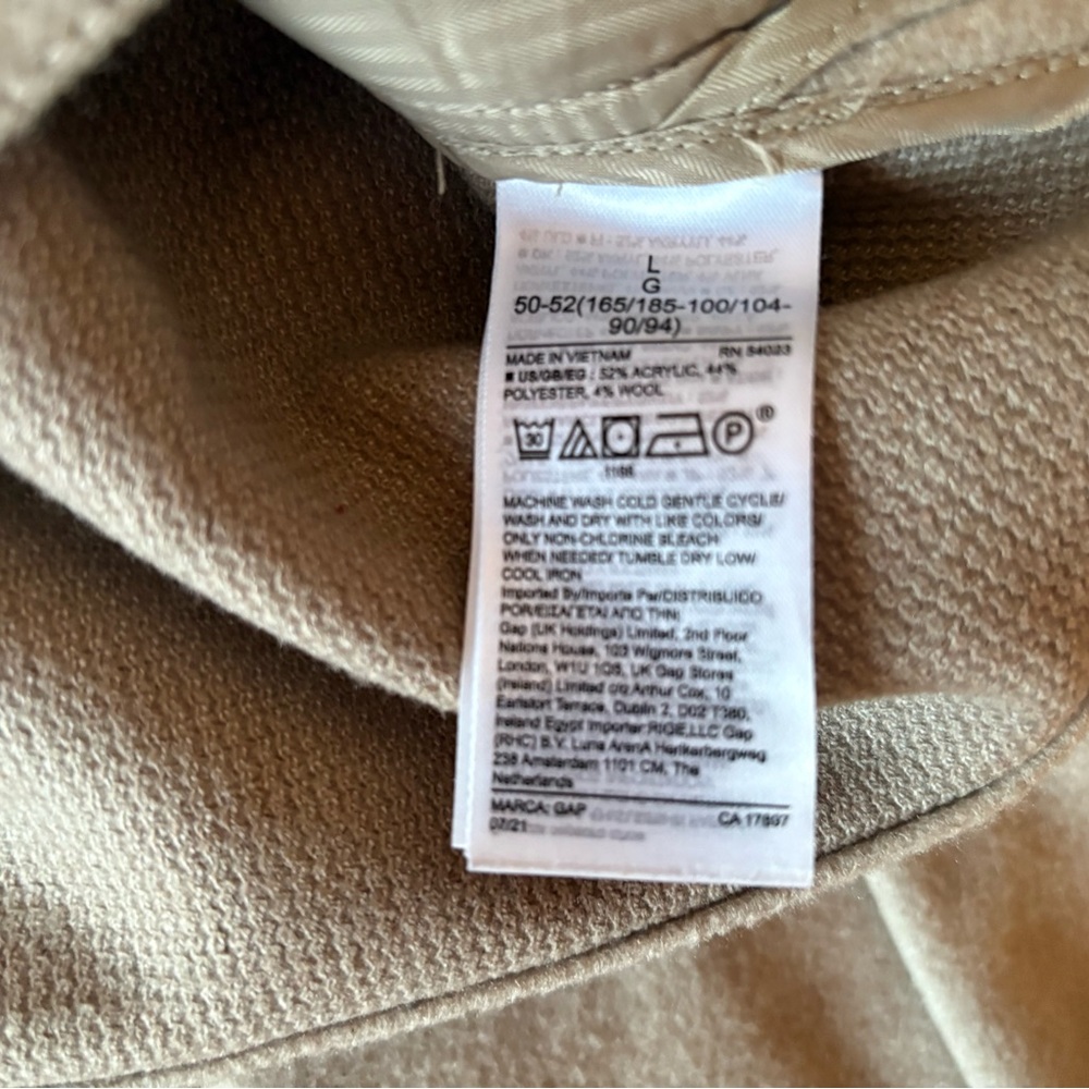 Gap Women’s Wool Blend Cream Tan Shacket Large Button Down Soft Chore Coat - Picture 14 of 15